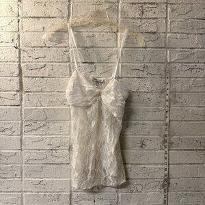 Vintage 90s Lace Lingerie Camisole Pajama Top Belle Amie USA Ivory Size L
